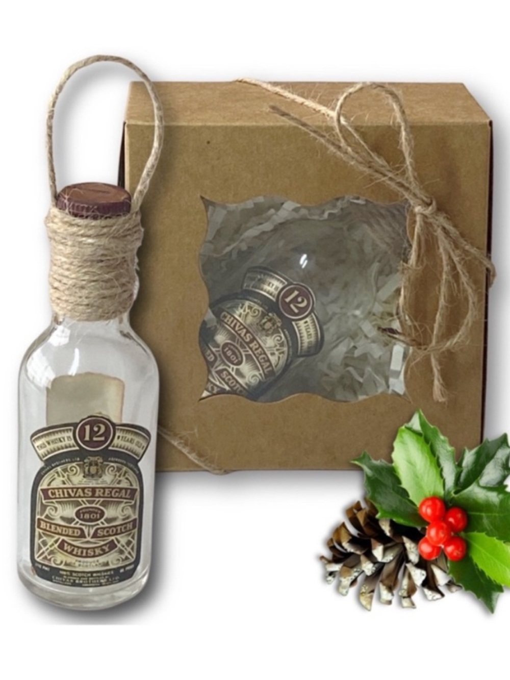 Seagram's 100 Pipers Scotch Whisky Artisan Vintage Glass Bottle Ornament